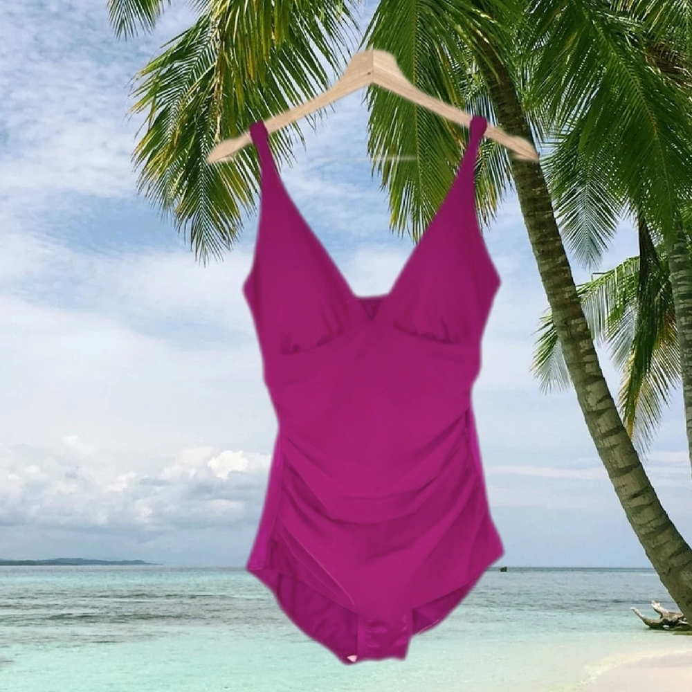 Fabulous & Flattering Fuchsia Rare MAGICSUIT in Razor Pink Ruching NWT